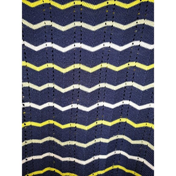 J. Crew Girls L Navy Blue Zigzag Striped Knit Sweater Long Sleeve Pullover - Picture 4 of 6